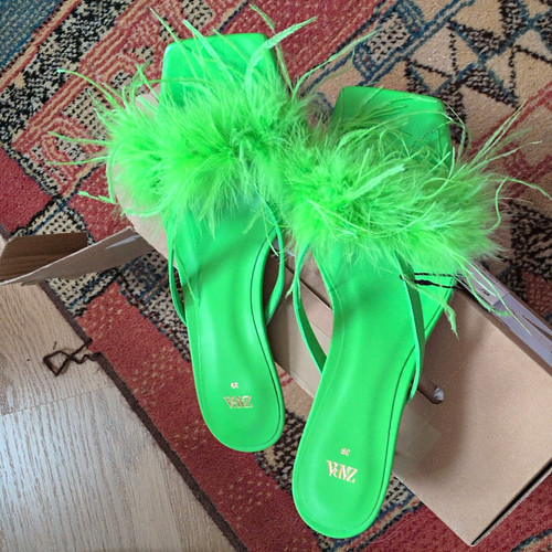 Zara green feather - green, trim