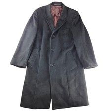 Pierre Cardin Duffle Coat Mens 42R Wool Cashmere Black Overcoat Damaged Sleeve