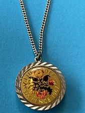 Vintage 1967 Enamelled Sixpence Coin Necklace Pendant