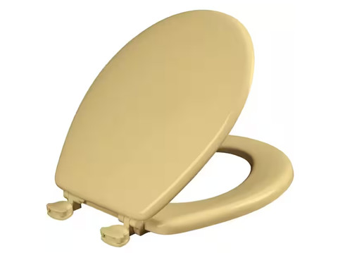 Round enameled wood toilet - round,