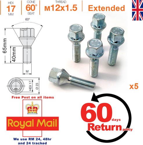 M12x1 40mm extended - m12x1.5, thread