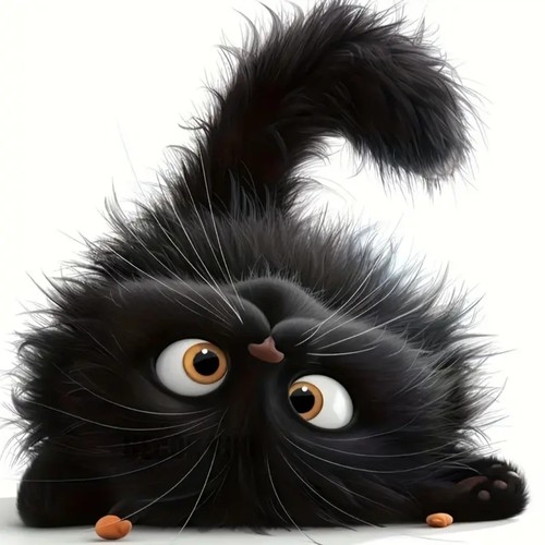 Crazy cute black - black, cat