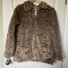 Marks & Spencer Girls Lovely Soft Mink Faux Fur Coat Cream Age 13-14 