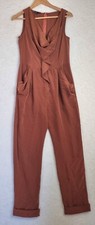 Stylish And Unusual Asymmetric Parachute Jumpsuit Topshop Size 8 Rust Brown