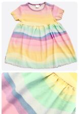 Girls NEXT Ribbed Dress Baby Pink Blue Yellow Summer Rainbow Pastel Ombre Rib