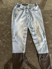 Kids Showjumping Breaches Aztec Diamond Denim Whittaker Kingsland White