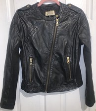 Women’s MANGO black 100% Sheep Leather jacket Size Eur Medium