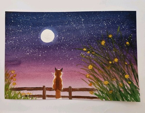 Watercolour floral moonlight - floral,