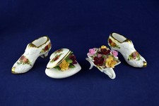 Royal Albert Old Country Roses x4 Mixed Items - Wheelbarrow, x2 Shoes & Heart