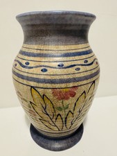 Vintage Circle Pottery Vase – Hand-Painted Floral Design Mill St. Stoke-on-Trent