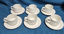 Set of Six Vintage Churchill White Tea Cups and Saucers- Caterers / Restaurants