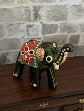 Dolls House 1/12 Scale Miniature Painted Decorative Wooden Elephant Toy Ornament