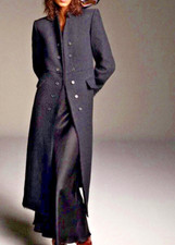 Zara Black Military Gothic Victorian Style Wool Coat Italian Wool M Manteco