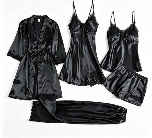 Piece satin pyjama set - pyjama,