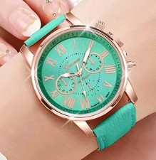 Ladies watch green face - watch, gold