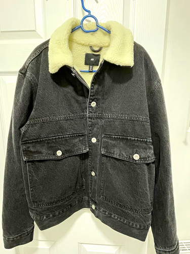 Men black denim sherpa - h&m,