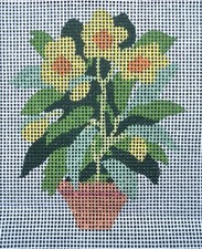 Small vintage DMC tapestry needlepoint CANVAS ONLY unworked yellow flowers