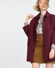ZARA deep cool red coat.  Oversized size M