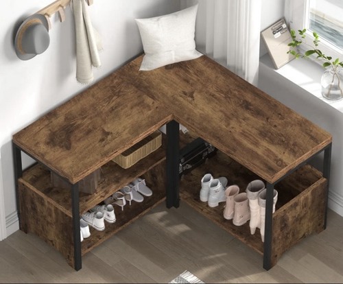 Rustic corner storage bench - rustic,