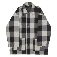 Vintage Mens Lumberjack Jacket Grey Wool 90s Check L