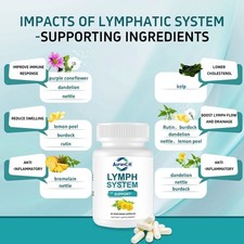 LYMPH SYSTEM Support, Lymph Detox &Cleanse Support.60 Capsules Vegan Supplement