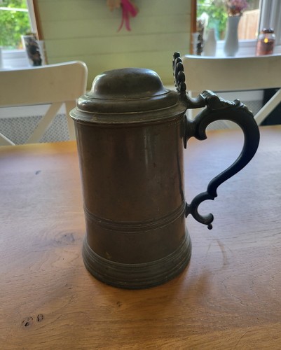 Georgian pewter tankard - pewter, watts