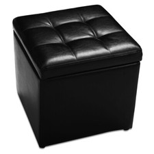 Faux Leather Storage Ottoman