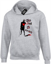 TIS BUT A SCRATCH HOODY HOODIE FUNNY RETRO CLASSIC COMEDY BLACK KNIGHT (COL)