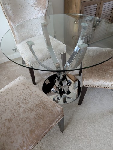 Glass and chrome round dining - glass,