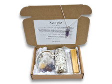 Scorpio Zodiac Crystal & Smudge Gift Set - Scorpio Crystals, Star Sign Scorpio