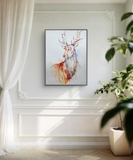 ORIGINAL Stag painting signed