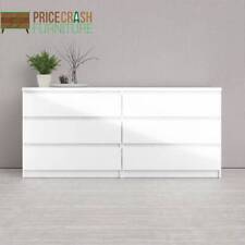NAIA EXTRA LARGE WIDE 6 DRAWER CHEST OF DRAWERS (3+3) IN WHITE HIGH GLOSS