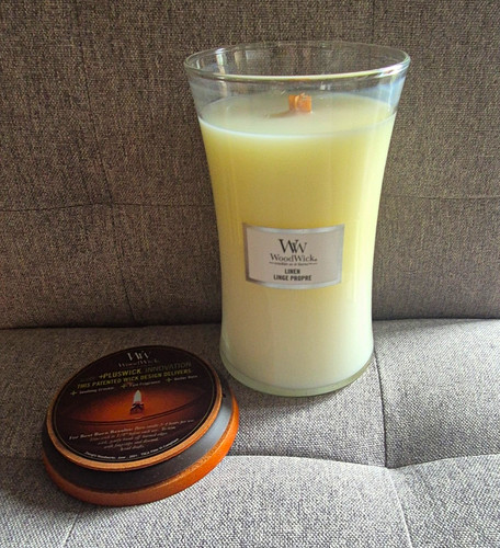 Woodwick linen scented jar - linen,
