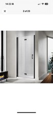 Black Shower Enclosure Bi Fold Door 800mm wide Frameless Wet Room Glass Cubicle