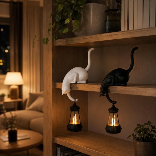 Whimsical cat shelf sitter - shelf,