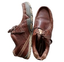 Kickers Moccasin Shoes Mens Size 8 (42) Brown Leather Casual Lace Up Retro 