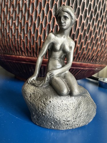 Vintage pewter little - pewter, mermaid