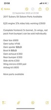 2017 Subaru STI Saloon Breaking All Parts Available All Parts Available