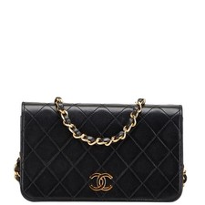 CHANEL Matelasse Coco Mark Chain Shoulder Bag in Black Lambskin for Women