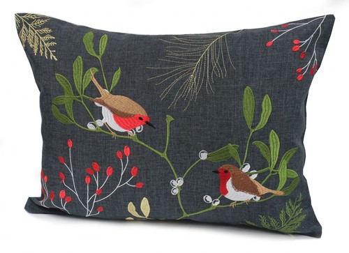 Winter robins embroidered - winter,