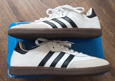 Mens Adidas Samba Vegan Trainers In White And Black Size 9.5 UK