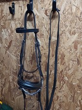 Shires Aviemore English Leather Bridle, Bit & Reins.Cob Size, Black.(Ref:118Y)