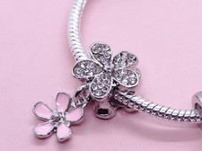 Pink Double Flower Charm for Charm Bracelets.Gift for Her for All Occasions CH21