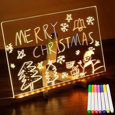 Acrylic DIY Light Up Message Board Rewritable Drawing Lamp Kids Writing Painting