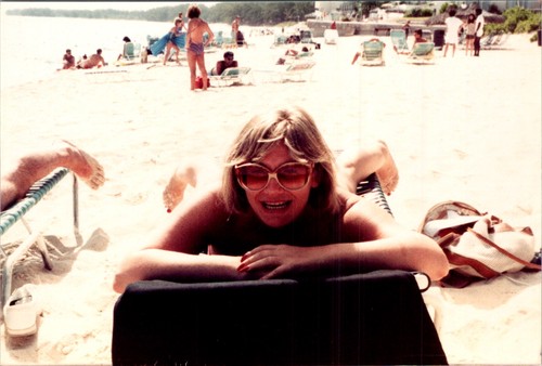1970s beach sunbather - 1970s, w/