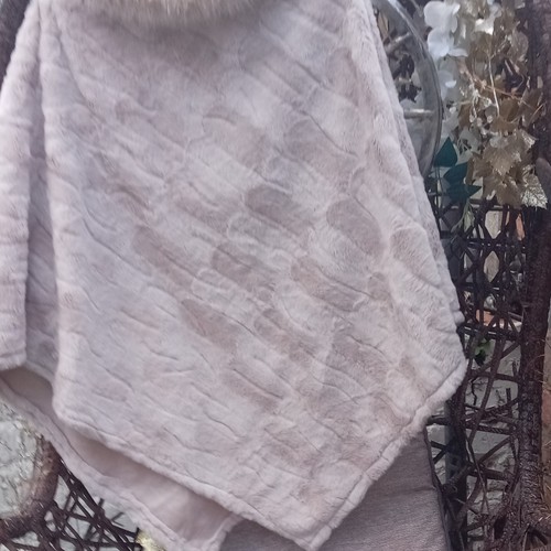 Women beige knit poncho - beige,