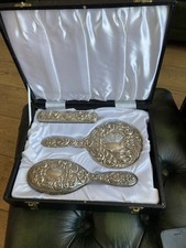 Antique silver dressing table set, (Broadway Sterling Silver Filled) Boxed. 1934