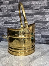 Vintage Brass Coal Bucket Scuttle 40cm Tall Including Handle 25cm Diameter. Bar