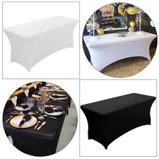 6FT, 8FT Rectangular Stretch Tight Folding Table Cover Trestle Party Table Cloth