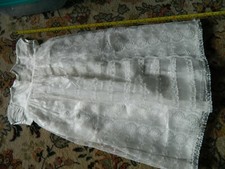 2bag2  VINTAGE ivory lined lace christening gown buttoned back ideal baby/doll